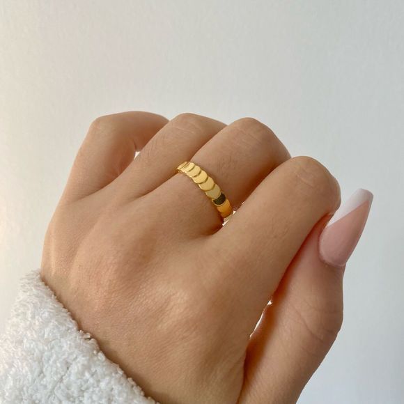 18K Gold Plated Minimalistic Sequins Ring - Picture 2 of 4